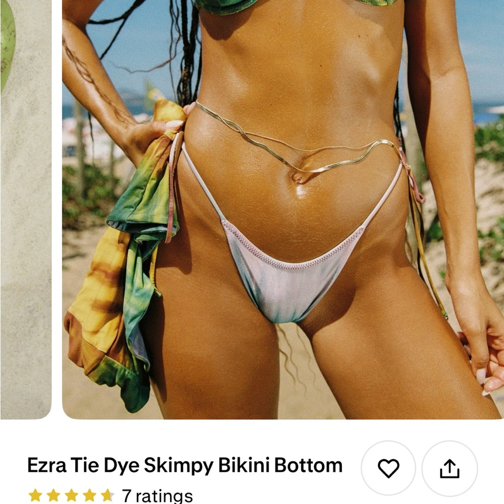 Indah Ezra Tie Dye Skimpy Bikini Bottom in Pastel Green & Pink